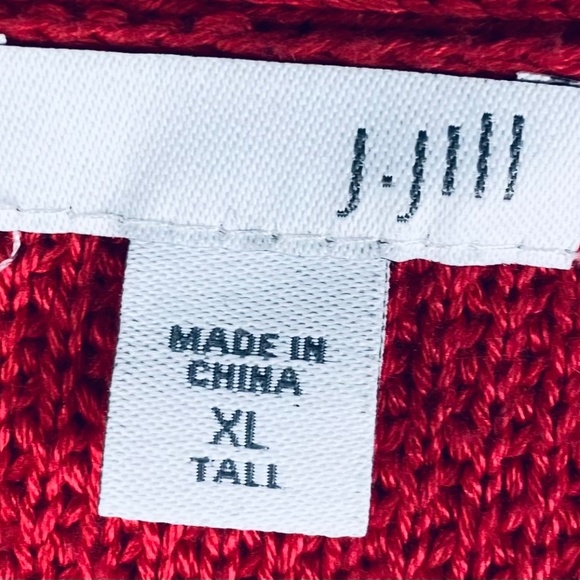 J Jill XL Tall 14 16 Sweater Cardigan Zip Up Coral Pockets V-Neck - Picture 4 of 5